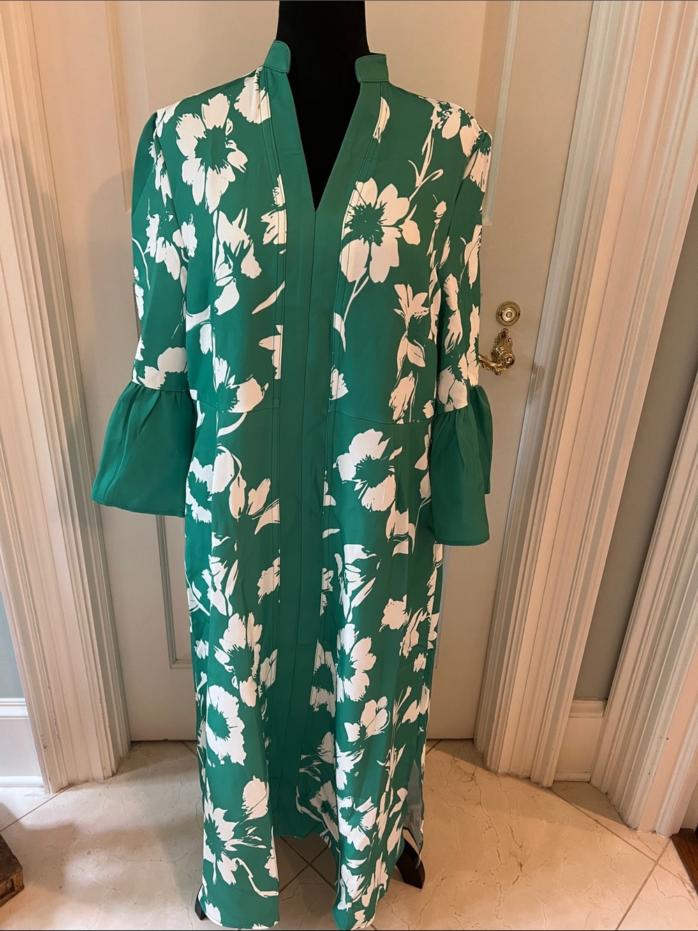 Green & White Floral Maxi Dress